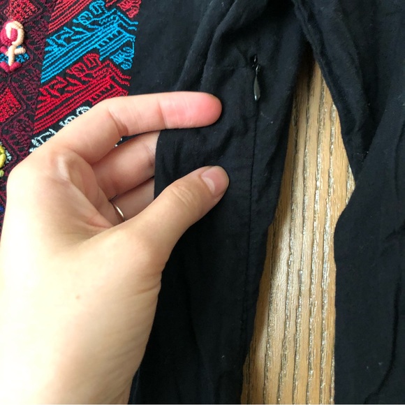 Free People Black‎ Embroidered Tunic Mini Dress - Picture 4 of 7